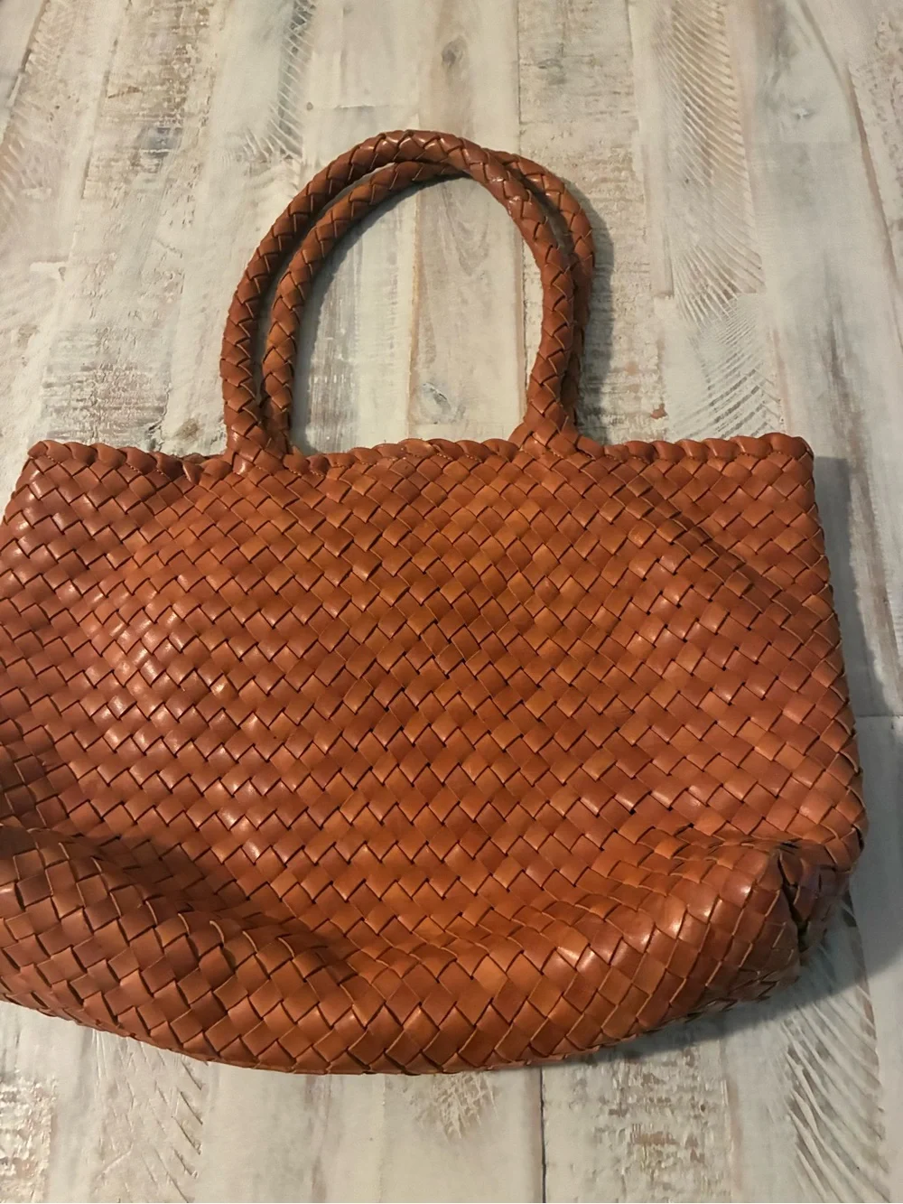 MILANER Elena Handwoven Leather Tote Bag Basket Shopper NWOT